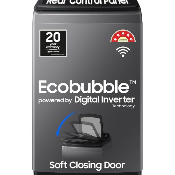 Samsung 9 kg, 5 star, Eco Bubble Technology, Wi-Fi, Soft Closing Door, Fully-Automatic Top Load Washing Machine (WA90BG4542BDTL, Versailles Gray)