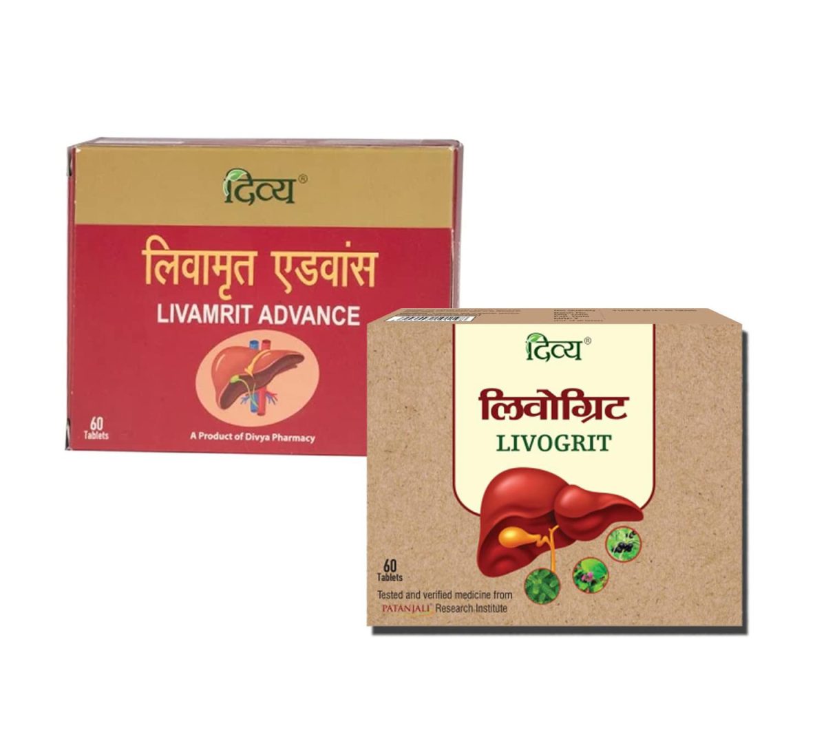 Patanjali Divya Livamrit Advance 60 Tablet and Livogrit 60 Tablet