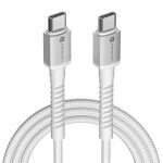 Portronics Konnect X 60W Type C to Type C Unbreakable Nylon Braided Cable, 2M Fast Charging Cable for iPhone 15 series, iPad, Samsung Galaxy & other Type C Devices(White)