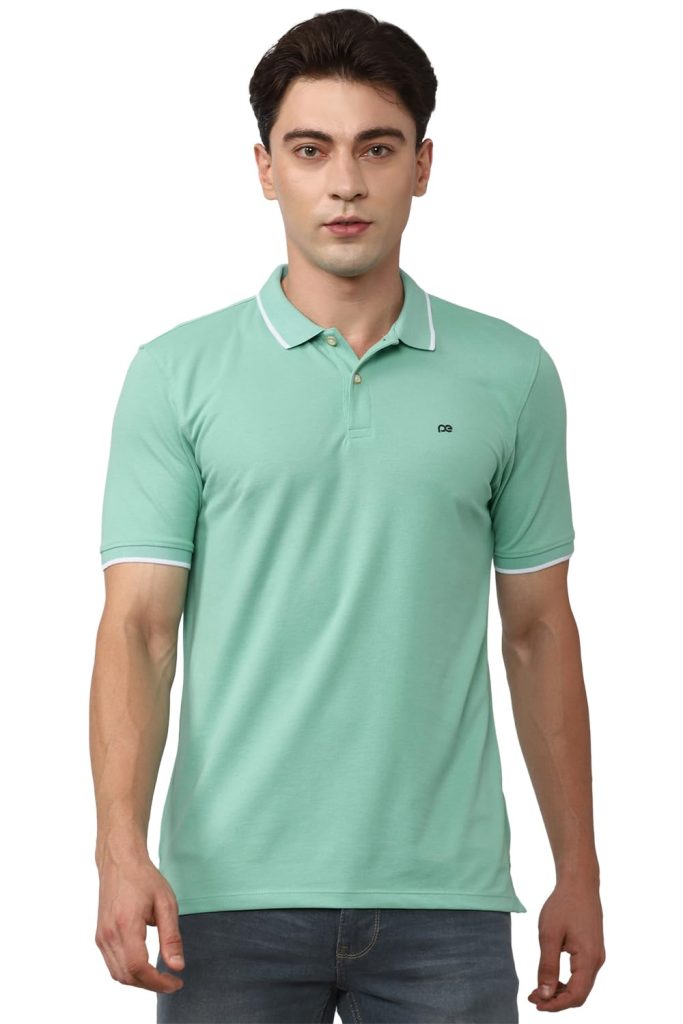 Peter England Men's Snug Fit Solid Polo T-Shirt with Coloured Collar Tipping| Cotton Rich| Premium Pique Weave