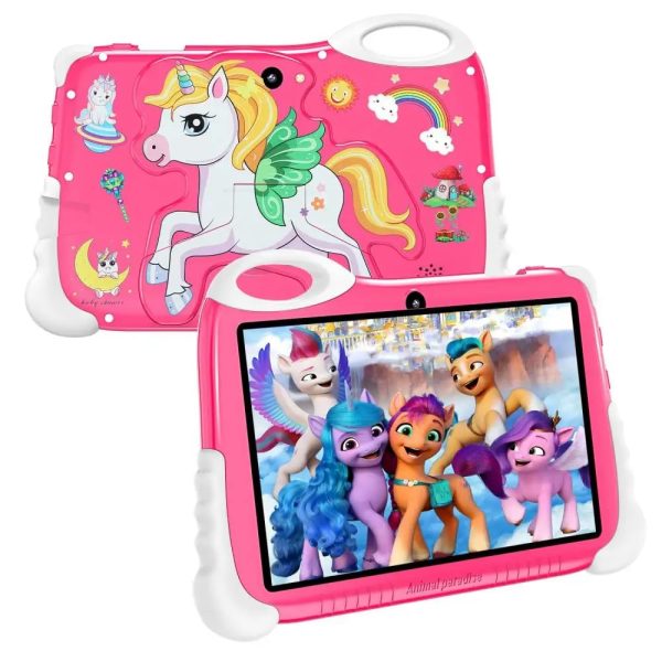 SIGNY Multi-Functional Kids Tablet - 7" HD Display, 128GB Storage, Dual Cameras, 4G/WiFi, Parental Lock, Preloaded Learning Games, Fall-Resistant Cover, Perfect for Fun and Education (Unicorn)