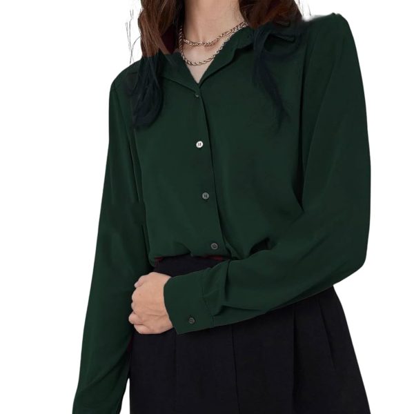 GRECIILOOKS Shirts for Women – Korean Style Long Sleeve Oversized Button Down | Plus Size Workwear Top for Office & Casual Wear (Available in Plus Size and Combo Pack of 2)
