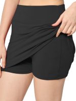 Mehrang Skirt with Shorts for Women's & Girl's Solid High Waist Flared Skater Short Mini Skirt
