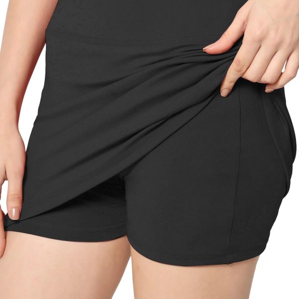 Mehrang Skirt with Shorts for Women's & Girl's Solid High Waist Flared Skater Short Mini Skirt