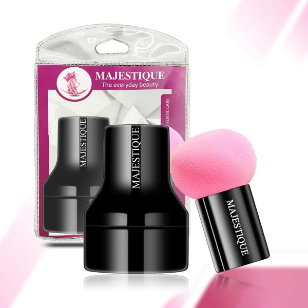 Majestique Blender Beauty Foundation Sponge | Mushroom Blender with Handle Case | Dual-use Cosmetic Sponge for Dry/Wet Application | Makeup Sponge - Color May Vary