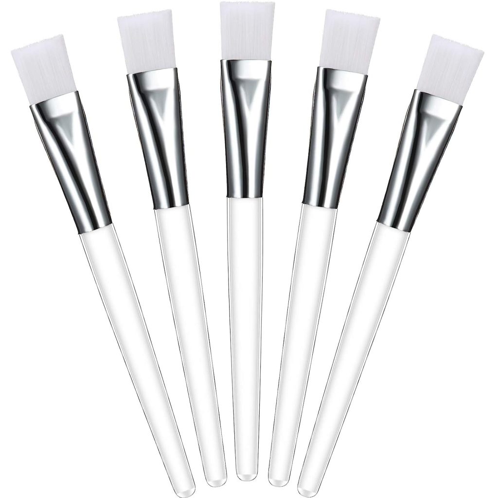 Shidara 6pcs Facial Brushes - Soft Fan Mask Brushes for Chemical Peel, Acid Peel & Facial Gels - White