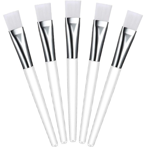 Shidara 6pcs Facial Brushes - Soft Fan Mask Brushes for Chemical Peel, Acid Peel & Facial Gels - White