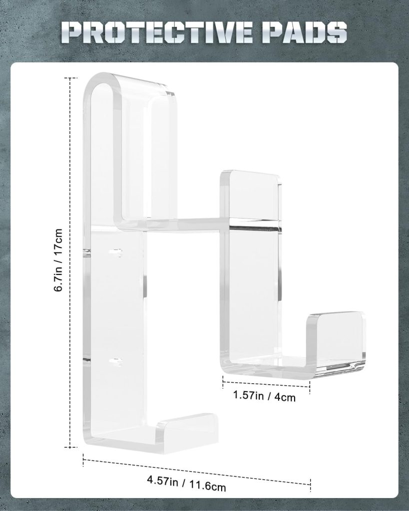 OOPZ' Controller Holder & Headphone Stand, Dual Gamepad & Headset Hanger, Fits STEAM, PS3, PS4, PS5, Xbox, PC, Switch, Clear Acrylic