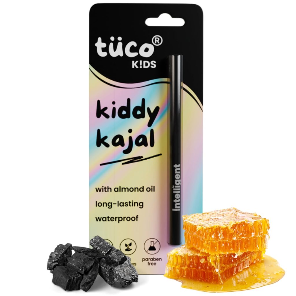 TuCo Kids Matte Kajal With Castor Oil & Almond | Safe Kajal For Babies | Water-Proof, Preservative-Free & 100% Lead-Free | No Added Harmful Chemicals, Black