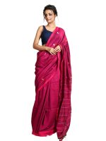 Dutta Saree Ghar Women's Hand Loom Cotton Saree With Blouse Piece (Dutta - 106_Red)