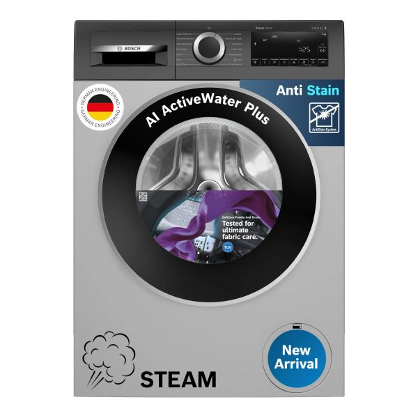 Bosch 9KG 5 Star Fully-Automatic Front Loading Washing Machine (WGA2420SIN, Dark Silver,AI Active Water Plus,In-Built Heater)