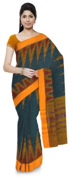 ODISHA HANDLOOM Women's Ikat Silk Saree (o 35_Green)
