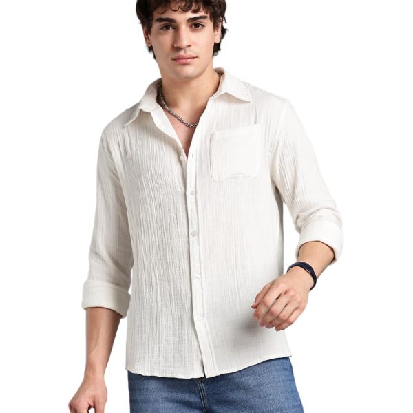 FYLTR Men's Solid Casual Shirt with Patch Pocket with Spread Collar- 100% Cotton | Regular Fit | Full Sleeves | Soft & Comfortable | Summer Shirts for Men