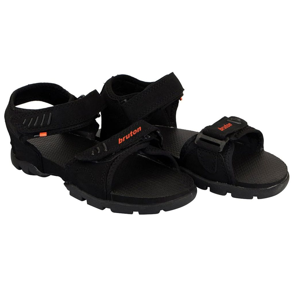 BRUTON Sandals for Men's | Light Weight, Comfortable & Trendy | Soft Footbed | Casual and Stylish Sandals for Walking, Working All Day Black