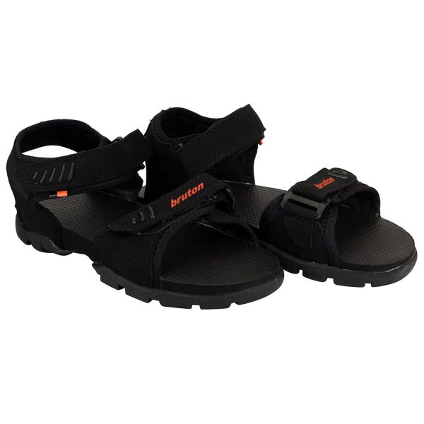 BRUTON Sandals for Men's | Light Weight, Comfortable & Trendy | Soft Footbed | Casual and Stylish Sandals for Walking, Working All Day Black