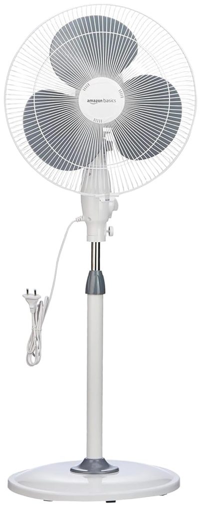 amazon basics 16-Inch Pedestal Fan | Tilting Head | 1400 RPM | Silent Operation| 400mm Sweep Length (Grey)