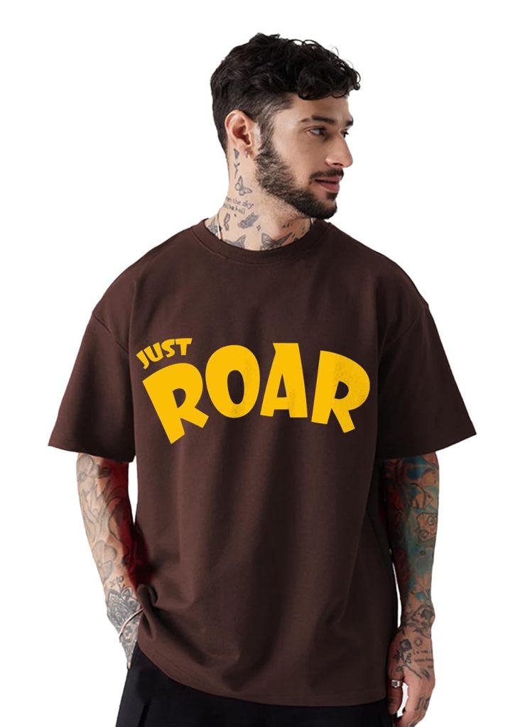 LEOTUDE Men's Cottonblend Oversized Half Sleeve Round Neck Regular Fit T-shirt
