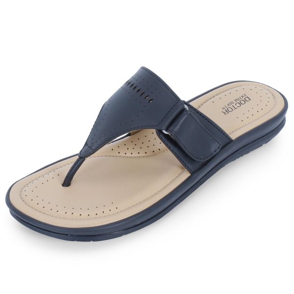 DOCTOR EXTRA SOFT Women's Flat Memory Foam Slippers/Flip-Flops Fashion Stylish Casual Comfortable Diabetic Orthopedic Lightweight Synthetic Slip-on Sandals with Adjustable Strap for Girls & Ladies D-608