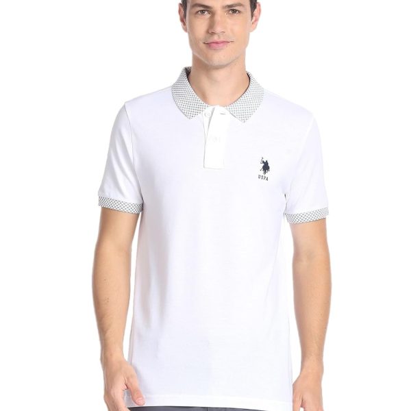 U.S. POLO ASSN. Men's Ribbed Collar Pure Cotton Slim Fit Polo Shirt