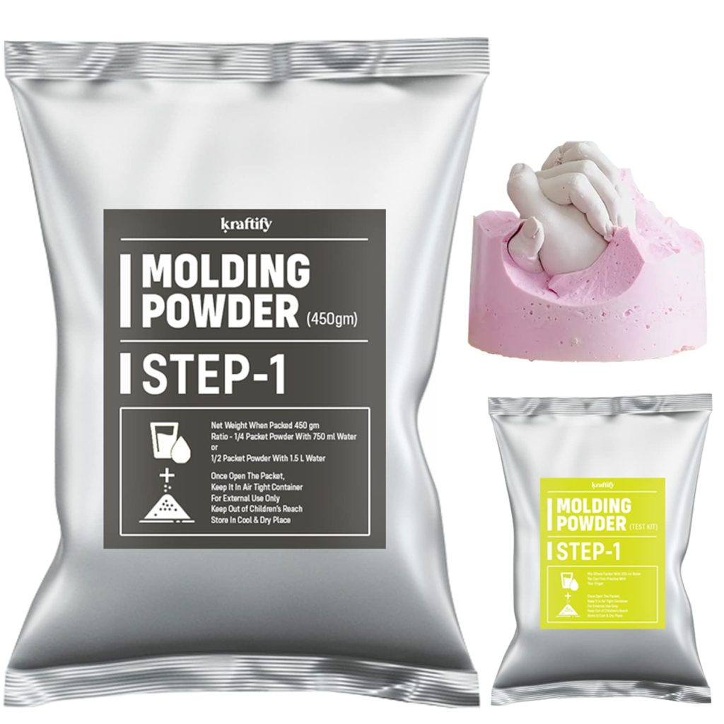 Kraftify Molding Powder for Hand & Foot Casting,Moulding Powder 450gm & Practice Kit 25gm, Hand Impression Material, Molding Clay