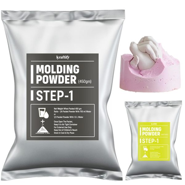 Kraftify Molding Powder for Hand & Foot Casting,Moulding Powder 450gm & Practice Kit 25gm, Hand Impression Material, Molding Clay
