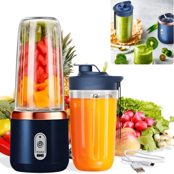 Qlect Portable Blender Electric Juicers Fruit Mixers USB Rechargeable Smoothie Mini Personal Juicer 6 Blades 3Gears With 1500 Mah Rechargeable Battery-Smoothie Blender(Blue)
