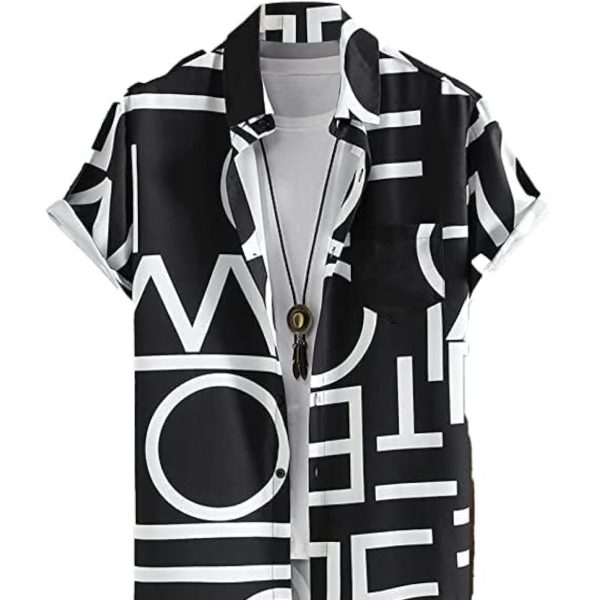 LookMark Men's Cotton Blend Printed Stitched Half Sleeve Regular Fit Shirt
