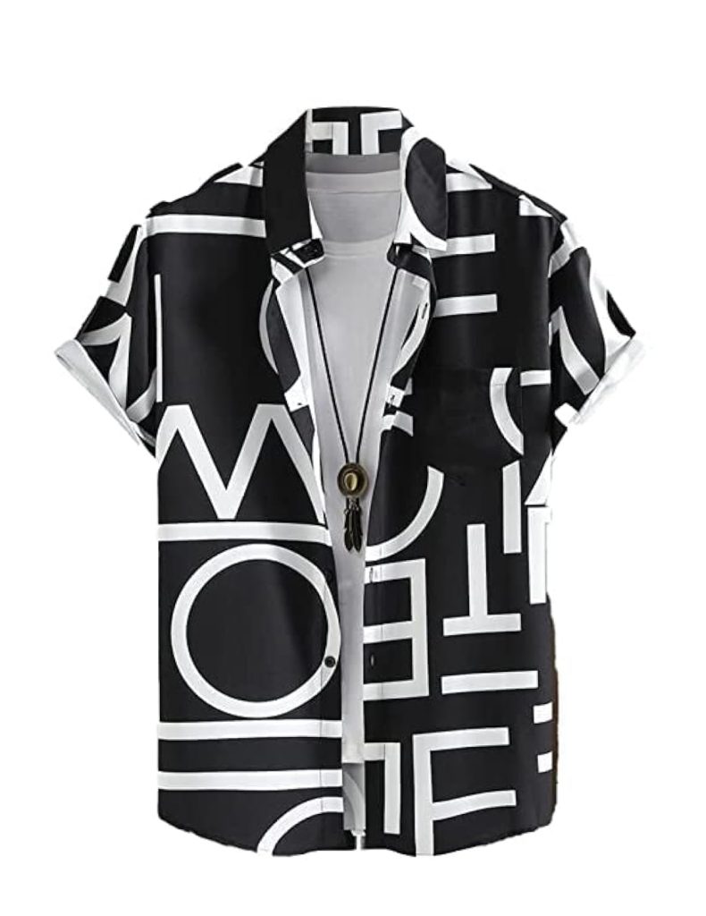 LookMark Men's Cotton Blend Printed Stitched Half Sleeve Regular Fit Shirt