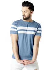 RodZen Men's Cotton Half Sleeve Regular Fit Striped T-Shirt