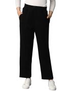 Alan Jones Clothing Women’s Stretch Straight Trousers | Straight Fit with Pin Tucks | Side Pockets | Concealed Drawstring Waist | Stretch Fabric