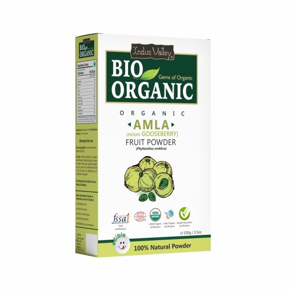 INDUS VALLEY Bio Organic 100% Natural Amla Indian Gooseberry Fruit Powder for Hair Growth, Skin, Drinking and Eating - 100g