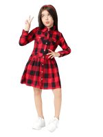 Naughty Ninos Girls Red Checked Shirt Dress for 3 to 12 Years