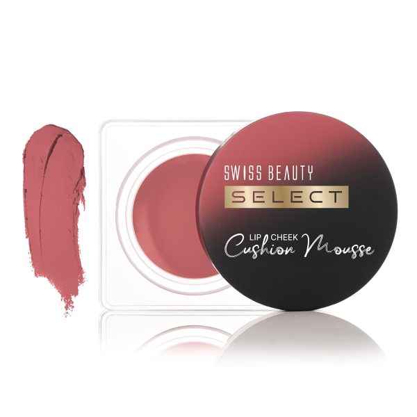 Swiss Beauty Select Lip And Cheek Cushion Creamy Mousse with Vitamin E | 12 Hours Stay | Shade- Vogue Rose, 4.5gm |