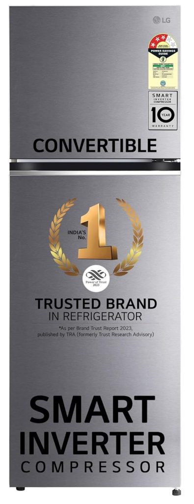 LG 322 L 3 Star Frost-Free Smart Inverter Double Door Refrigerator (GL-S342SDSX, Dazzle Steel, Convertible with Express Freeze)