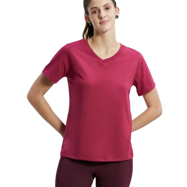 Jockey AW88 Women's Super Combed Cotton Rich Relaxed Fit Solid Curved Hem Styled Half Sleeve T-Shirt