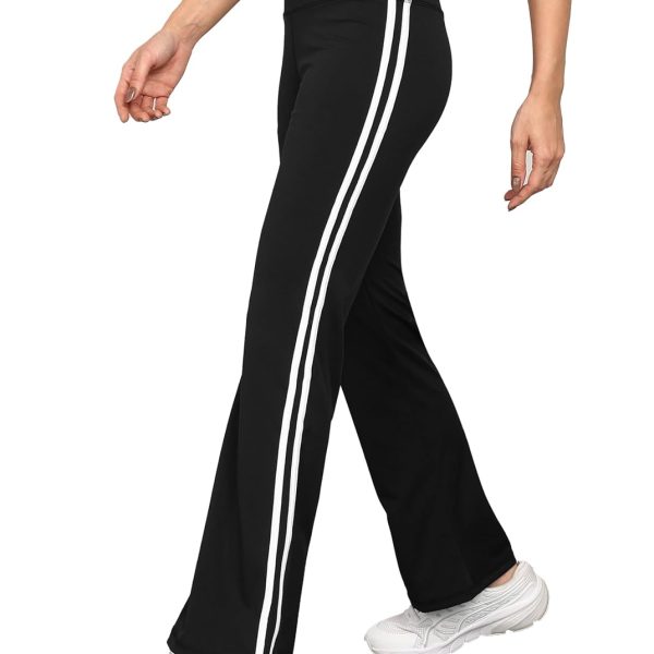 Rock Paper Scissors Premium Flare Gym Pants High Waist Stretchable Flared Leggings with Side Stripes Gym wear/Active Wear Tights Yoga Pants Zumba/Dance Womens Workout Tights Gym Tight