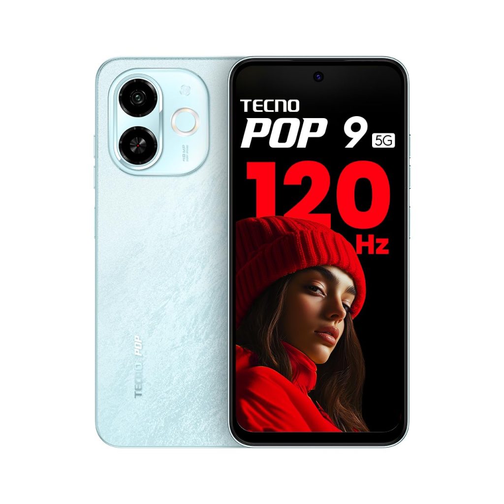 Tecno POP 9 5G Azure Sky, 4GB+128GB| Segment's 1st 48MP Sony AI Camera| Segment's 1st 5G with NFC | D6300 5G Processor | 4+ Year Lag Free Fluency |5000 mAh Battery |Dual Speaker |Without Charger