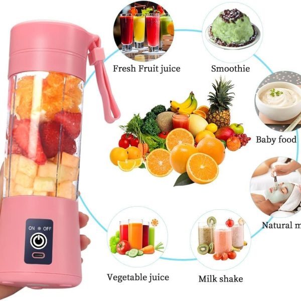Portable 6-Blade Juicer Blender with built-in Jar,Juice Mixer Bottle,Fruit Juice Machine,USB Rechargeable Personal Size Juicer Grinder for Juices,Kitchen appliance for Protein&Milk Shakes