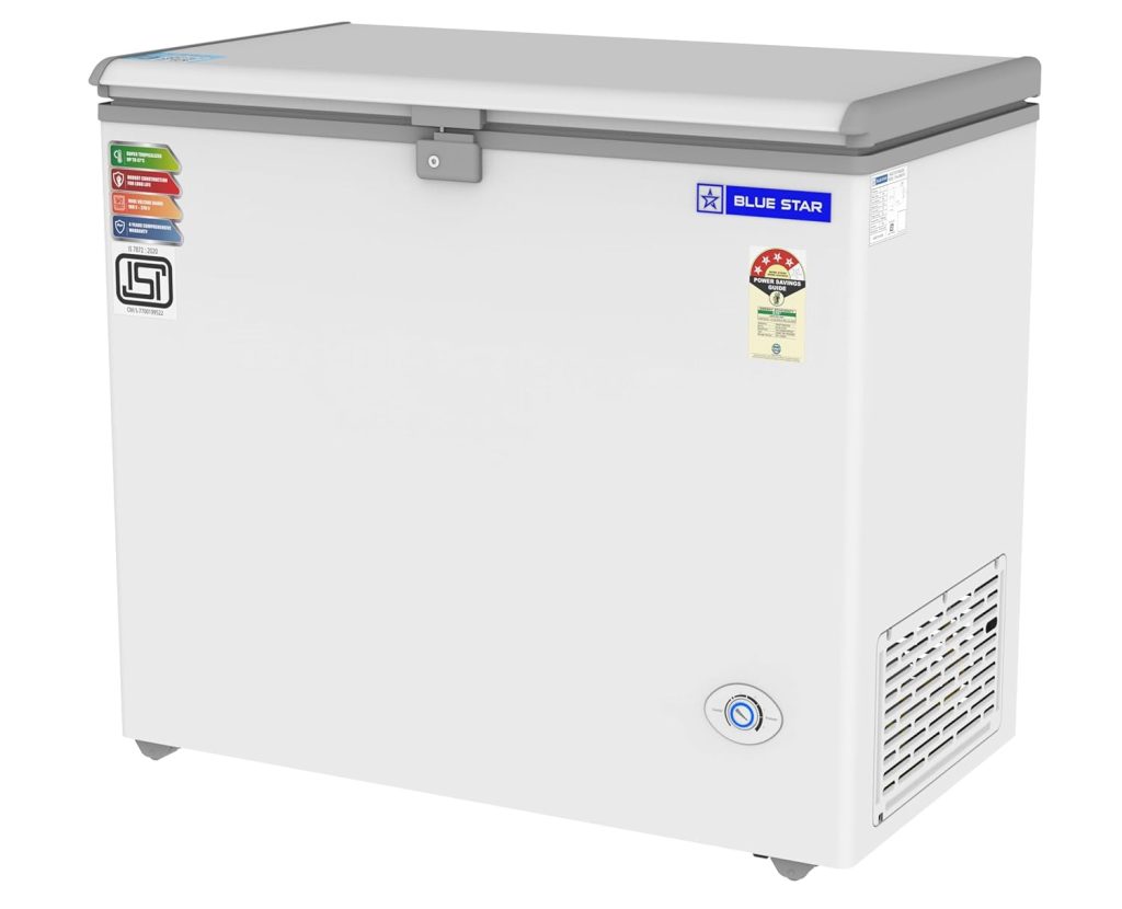 Blue Star CF4-230NEYW Single Door Deep Freezer (215 Liter, White, 4-star)