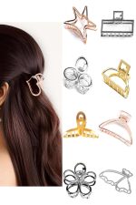 THE MARKETVILLA Hair Clips for Girls Woman - Pack of 8, Metal Claw Clips for Women Aesthetic, Clutchers for Hair, Cute Stylish Clature for Ladies (Medium Size)