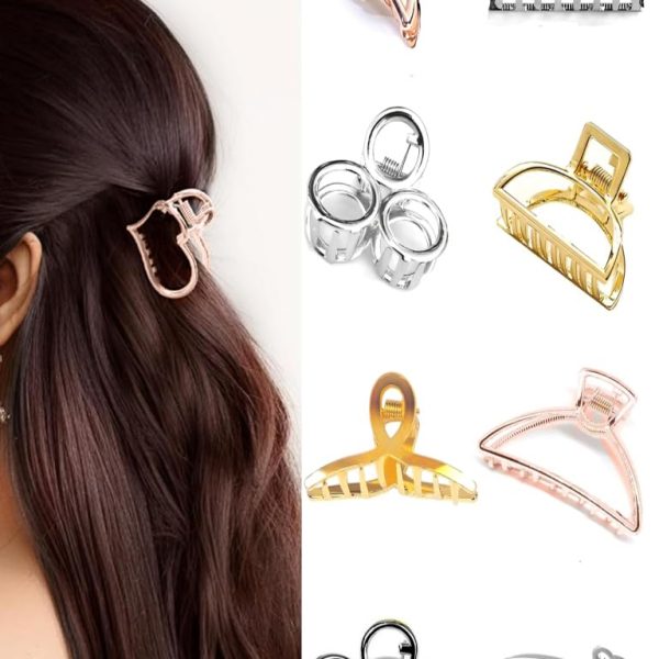 THE MARKETVILLA Hair Clips for Girls Woman - Pack of 8, Metal Claw Clips for Women Aesthetic, Clutchers for Hair, Cute Stylish Clature for Ladies (Medium Size)