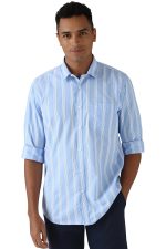 Peter England Men Cotton Slim Fit Stripe Shirt