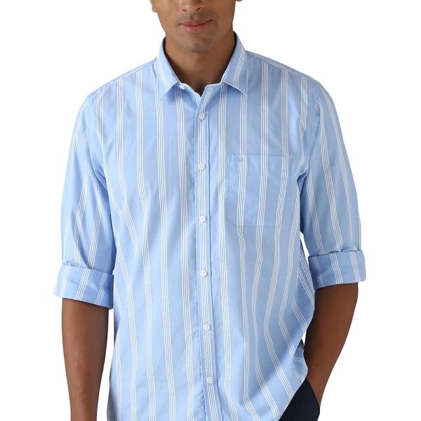 Peter England Men Cotton Slim Fit Stripe Shirt
