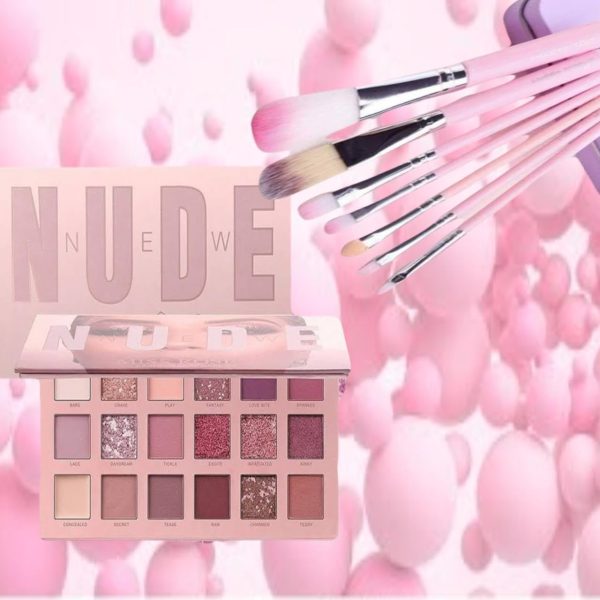 MKSL ® Beauty Eyeshadow Palette With Brush Set Combo Kit Of The Nude Eyeshadow (18 Shades In 1) Matte Eyeshadow Palette With 5 Pcs Eye Shadow, Face Makeup Brush Set, Multicolor
