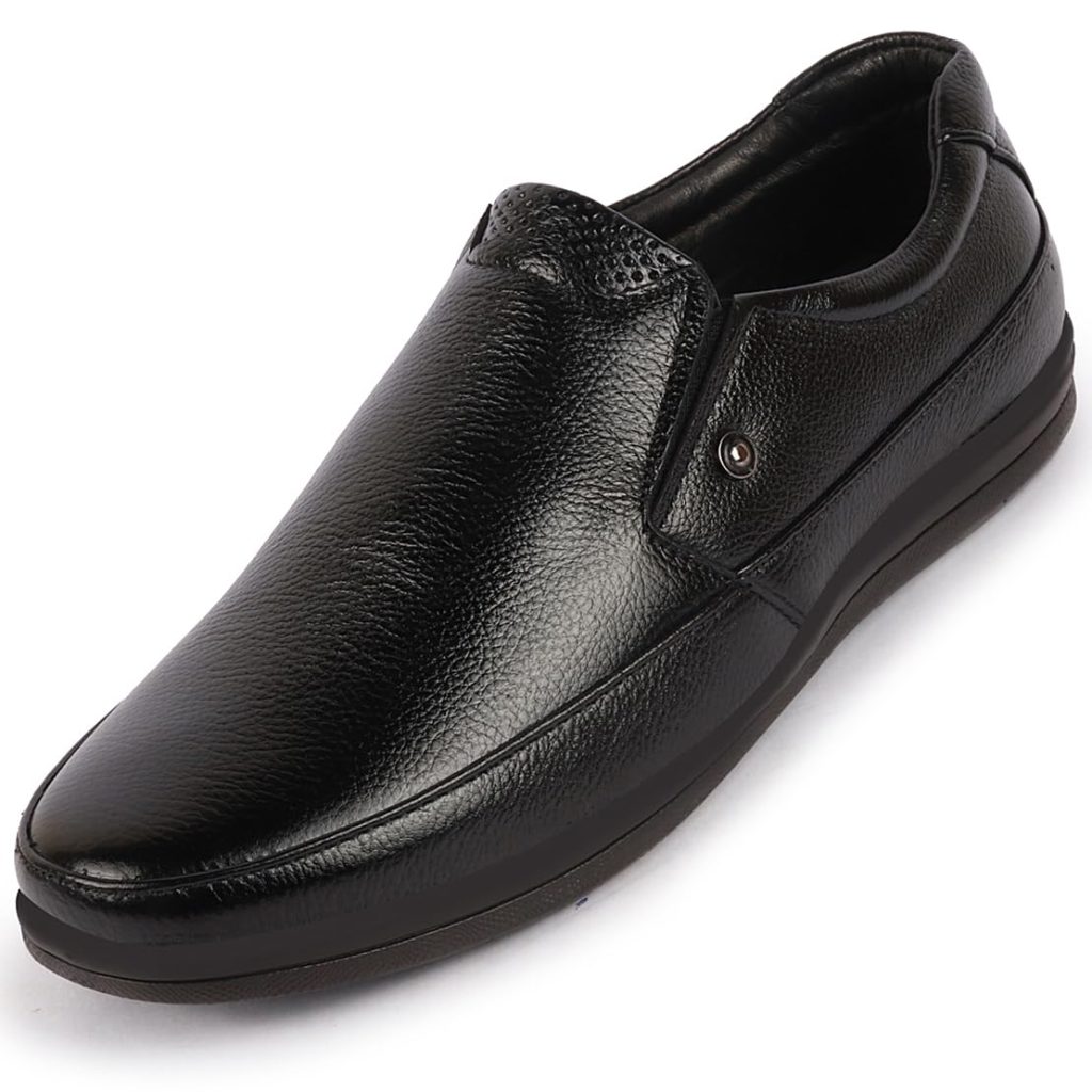 FAUSTO Men Leather Formal Pull-On Shoes