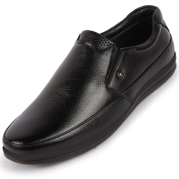 FAUSTO Men Leather Formal Pull-On Shoes