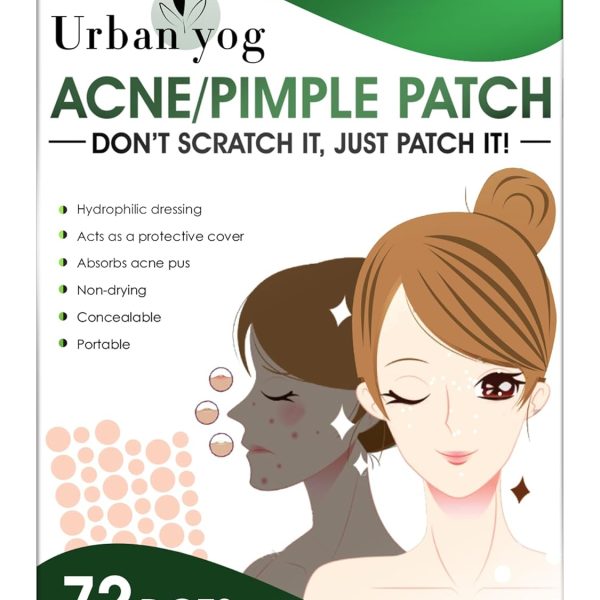 Urban Yog Acne Pimple Patch for Face (72 dots) | Waterproof Patches for Active Acne | Absorbs Pimple Overnight and Reduces Excess Oil | Facial Patches with 100% Hydrocolloid