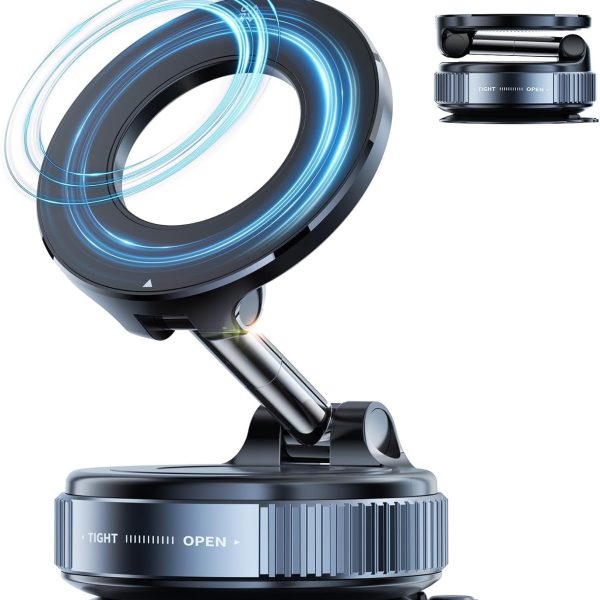 DUKAAN 360° Vaccum Magnetic Phones Holder, Magnetic Car Phone Mount, Hands-Free Suction Cup Phones Holder for Car/Gym/Mirror/Shower, Car Mount Compatible with All Mobile (Extended)