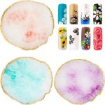 KIRA Nail Art Palette - Golden Edge Resin Nail Holder Display - Color Mixing Plate - Round Shape 1 Pcs