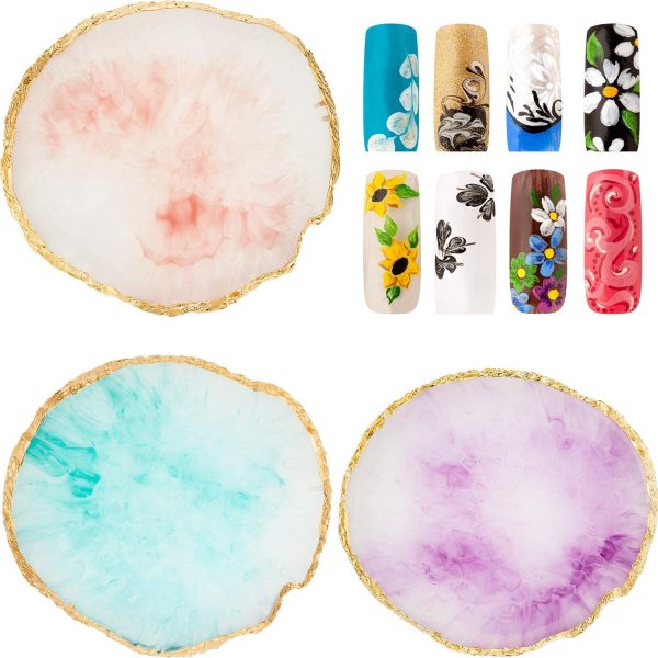 KIRA Nail Art Palette - Golden Edge Resin Nail Holder Display - Color Mixing Plate - Round Shape 1 Pcs